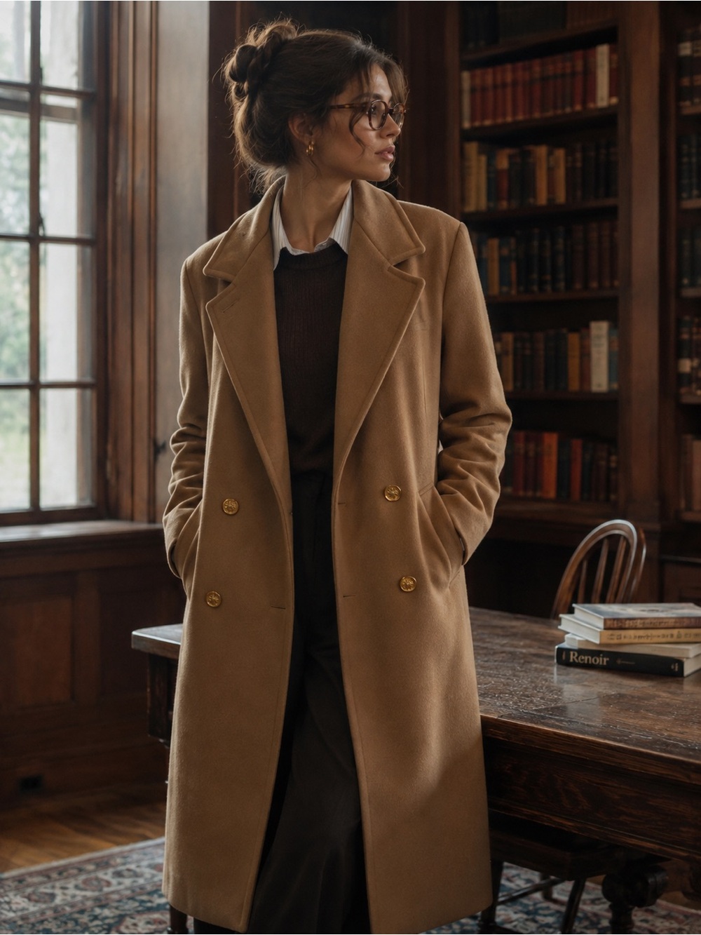 Vintage 90s Forecaster of Boston Pure Wool Camel Long Coat Dark Academia